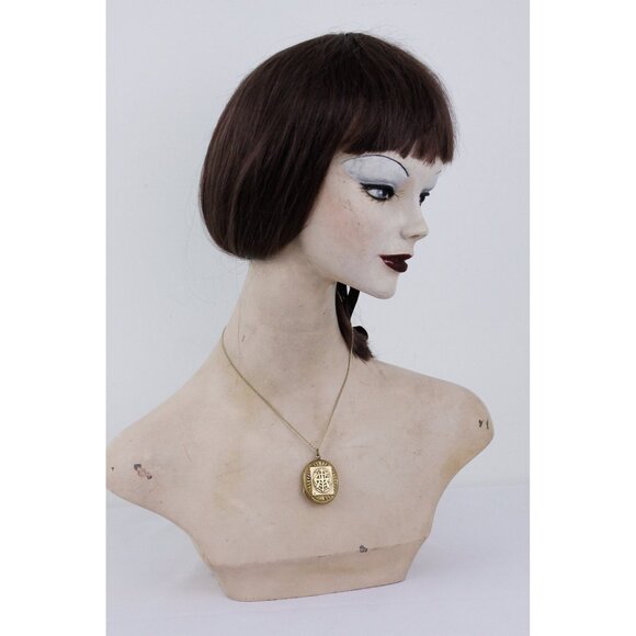 Victorian gilt stash locket Amity Eternity Infinity, antique monogram locket - Picture 9 of 10